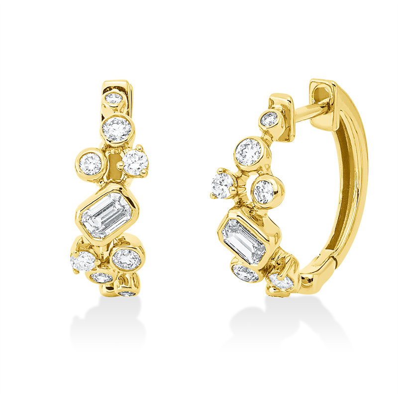Creolen    aus 750/-18 Karat Gelbgold mit 18 Diamanten 0