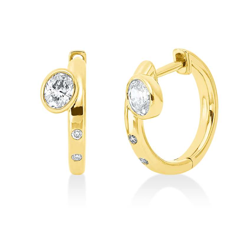 Creolen    aus 750/-18 Karat Gelbgold mit 6 Diamanten 0