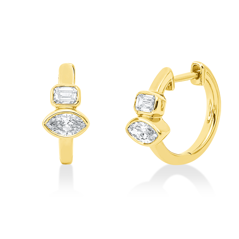 Creolen    aus 750/-18 Karat Gelbgold mit 4 Diamanten 0