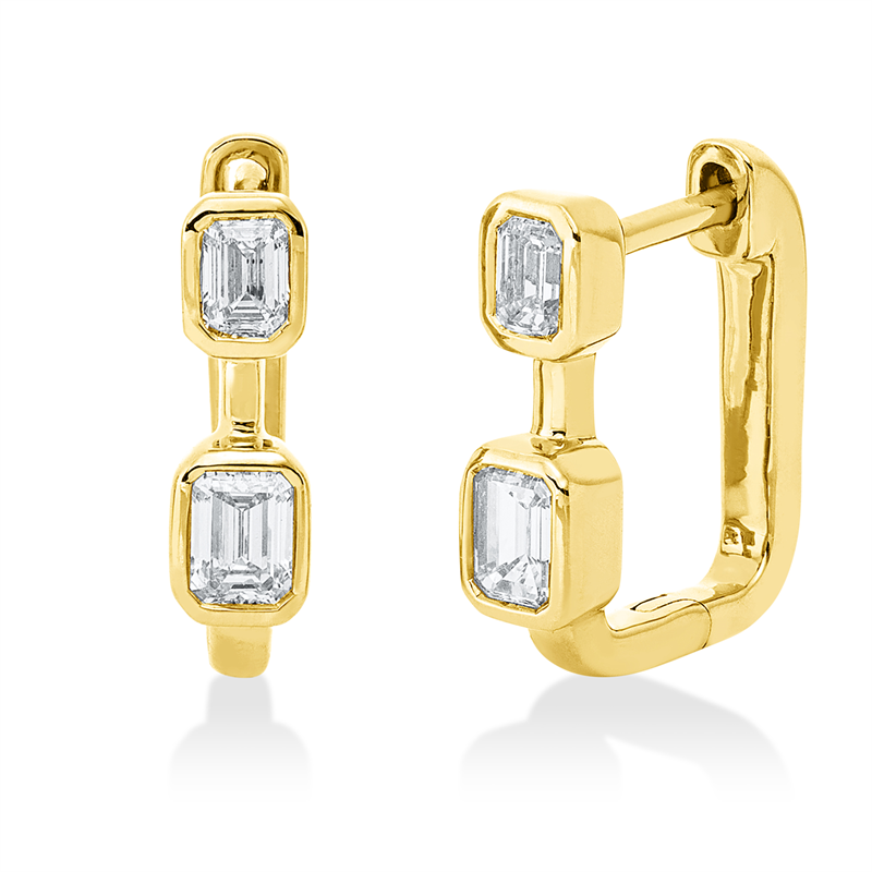 Creolen    aus 750/-18 Karat Gelbgold mit 4 Diamanten 0