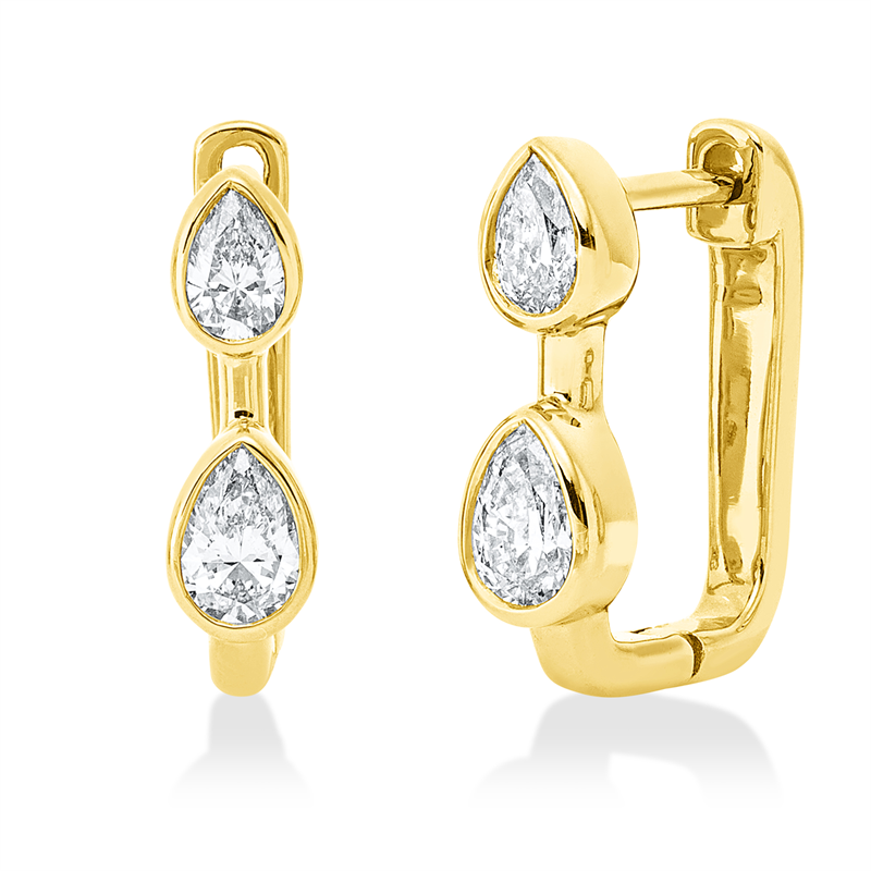 Creolen    aus 750/-18 Karat Gelbgold mit 4 Diamanten 0