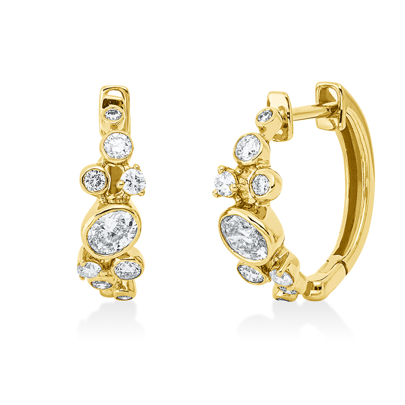 Creolen    aus 750/-18 Karat Gelbgold mit 18 Diamanten 0
