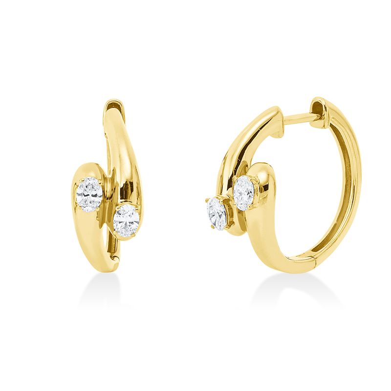 Creolen    aus 750/-18 Karat Gelbgold mit 4 Diamanten 0