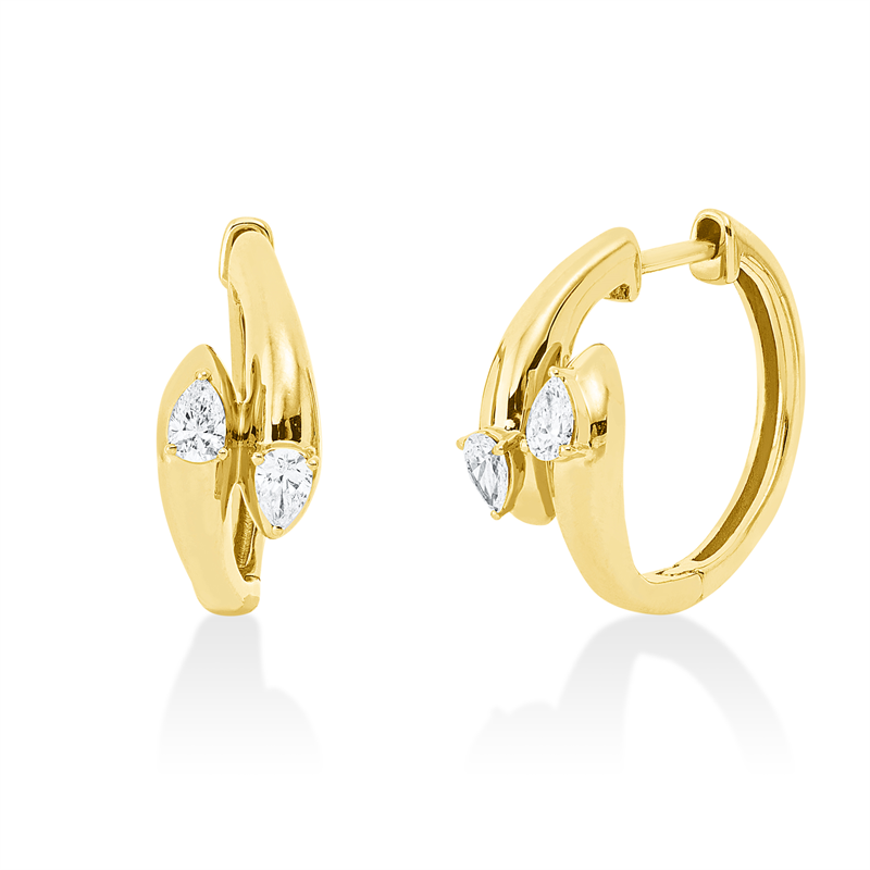 Creolen    aus 750/-18 Karat Gelbgold mit 4 Diamanten 0