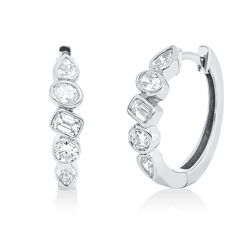 Creolen    aus 750/-18 Karat Weißgold mit 10 Diamanten 0