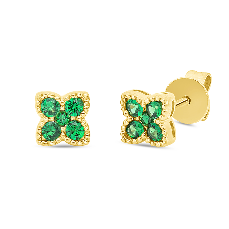 Ohrstecker mit Tsavorith  aus 750/-18 Karat Gelbgold  