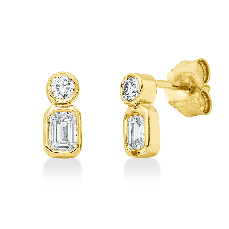Ohrstecker    aus 750/-18 Karat Gelbgold mit 4 Diamanten 0