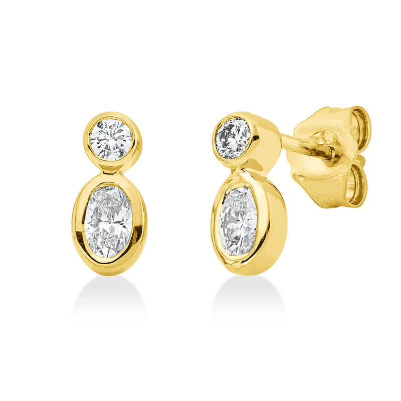 Ohrstecker    aus 750/-18 Karat Gelbgold mit 4 Diamanten 0