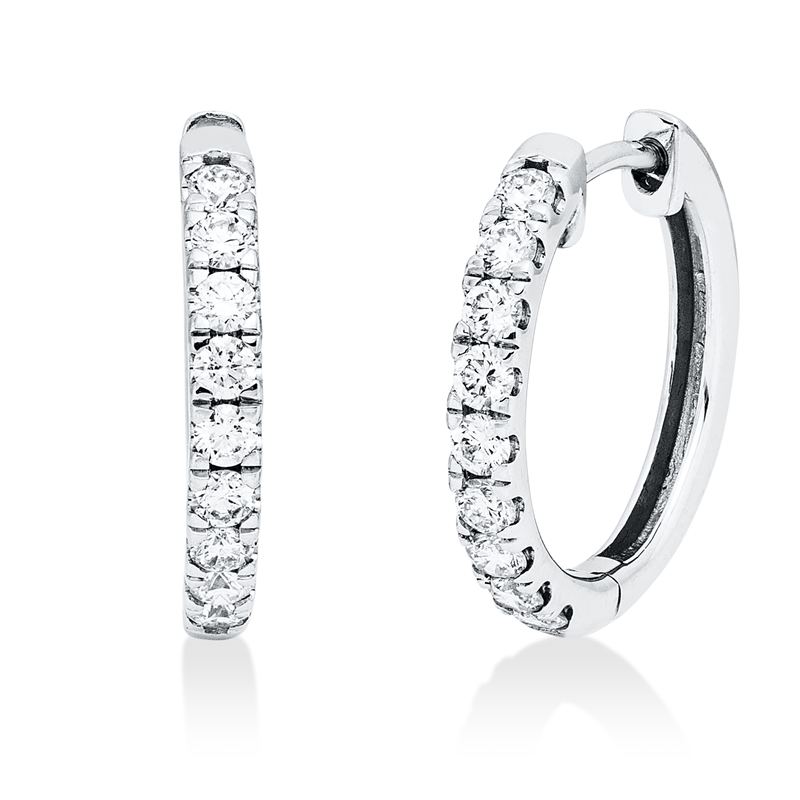 Creolen    aus 750/-18 Karat Weißgold mit 18 Diamanten 0