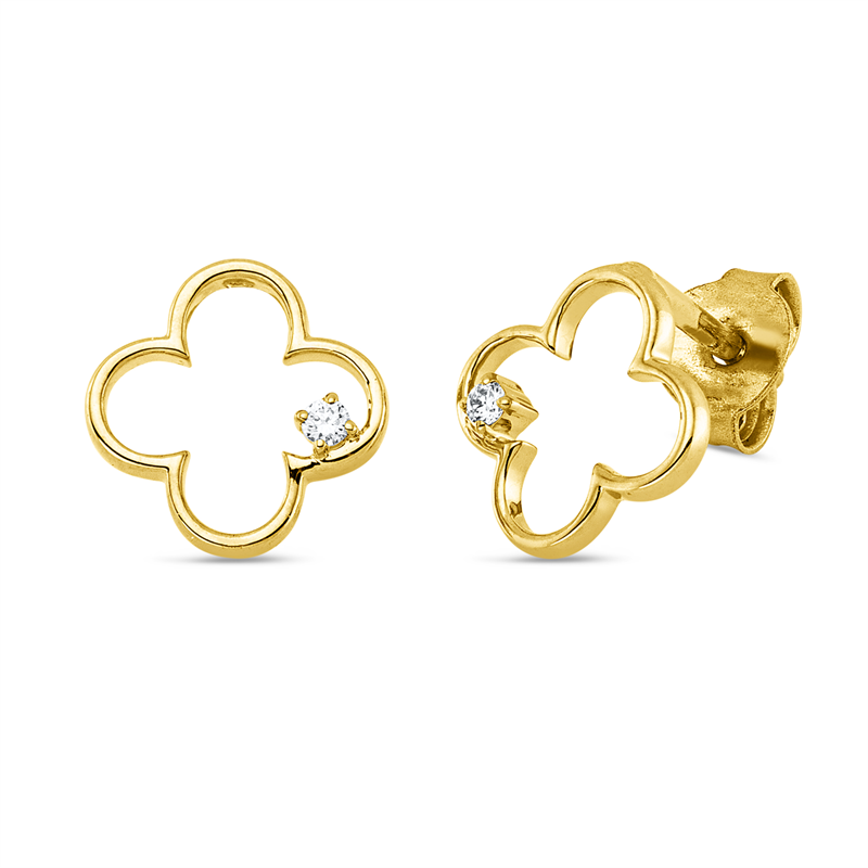 Ohrstecker    aus 750/-18 Karat Gelbgold mit 2 Diamanten 0