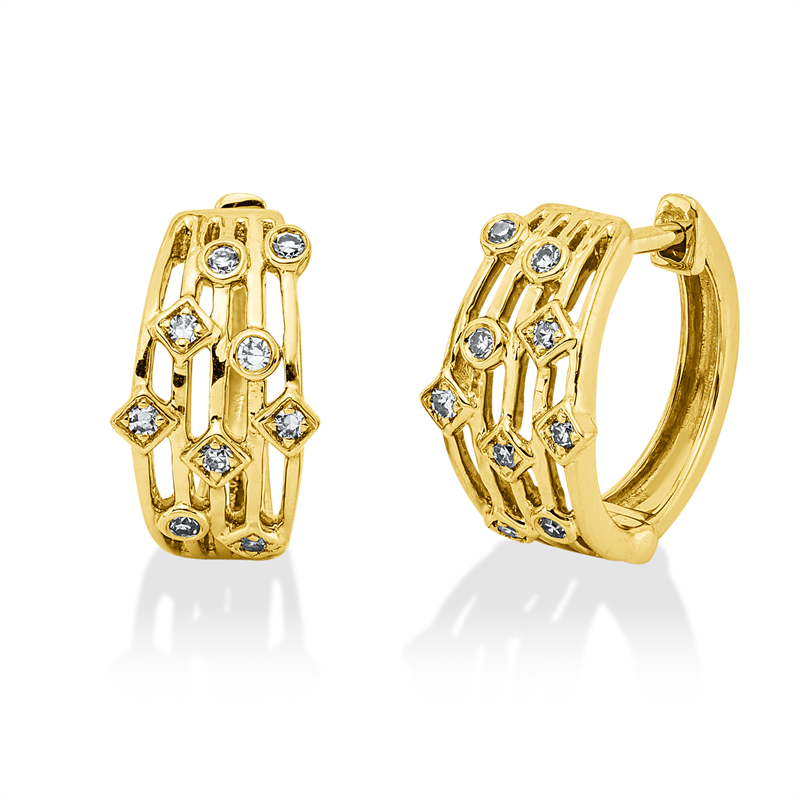 Creolen    aus 750/-18 Karat Gelbgold mit 18 Diamanten 0