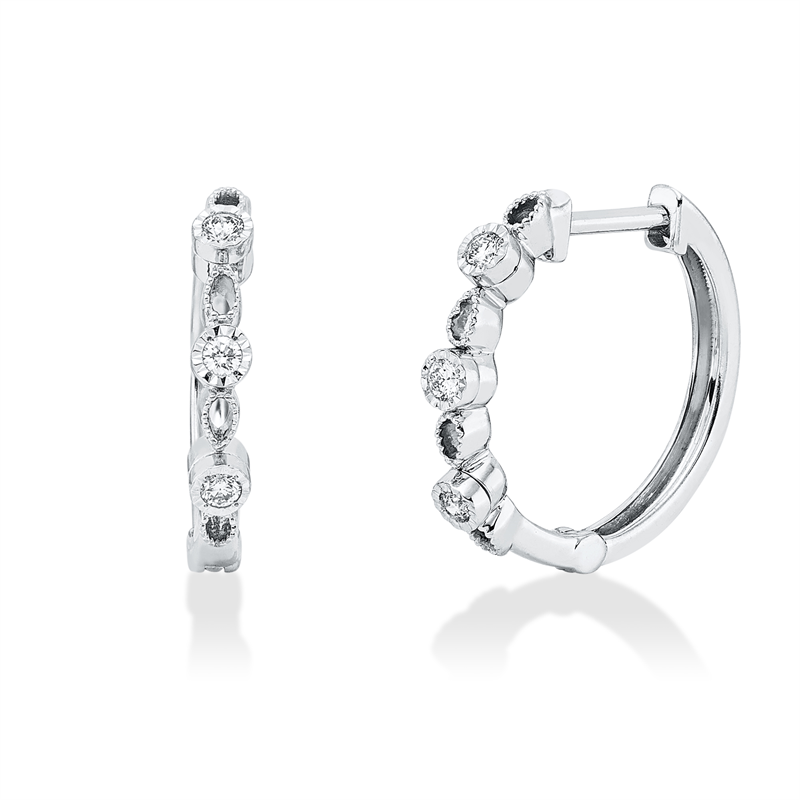 Creolen    aus 750/-18 Karat Weißgold mit 6 Diamanten 0