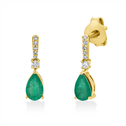 Ohrschmuck mit Smaragd  aus 750/-18 Karat Gelbgold mit 12 Diamanten 0