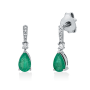 Ohrschmuck mit Smaragd  aus 750/-18 Karat Weißgold mit 12 Diamanten 0