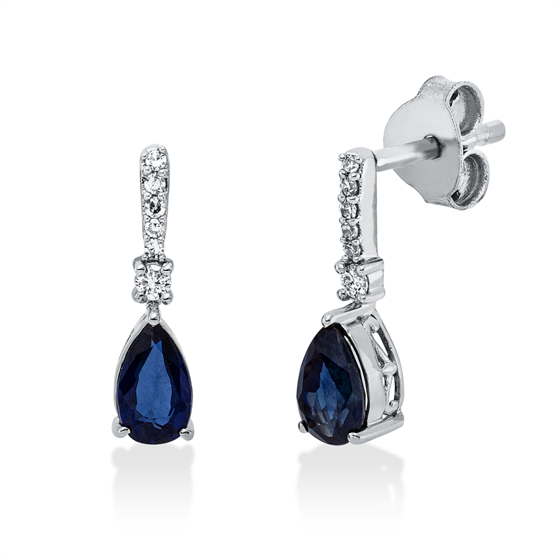 Ohrschmuck mit Saphir  aus 750/-18 Karat Weißgold mit 12 Diamanten 0