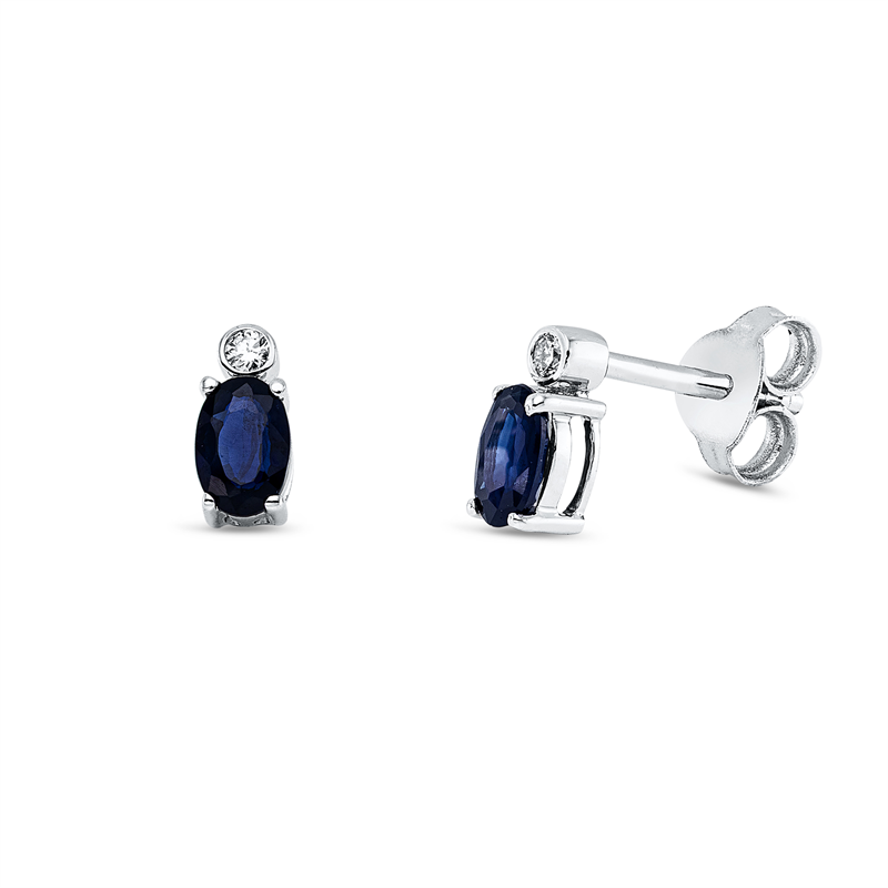 Ohrstecker mit Saphir  aus 750/-18 Karat Weißgold mit 2 Diamanten 0