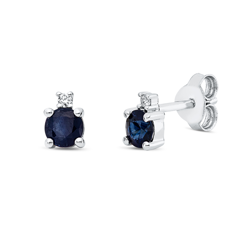 Ohrstecker mit Saphir  aus 750/-18 Karat Weißgold mit 2 Diamanten 0
