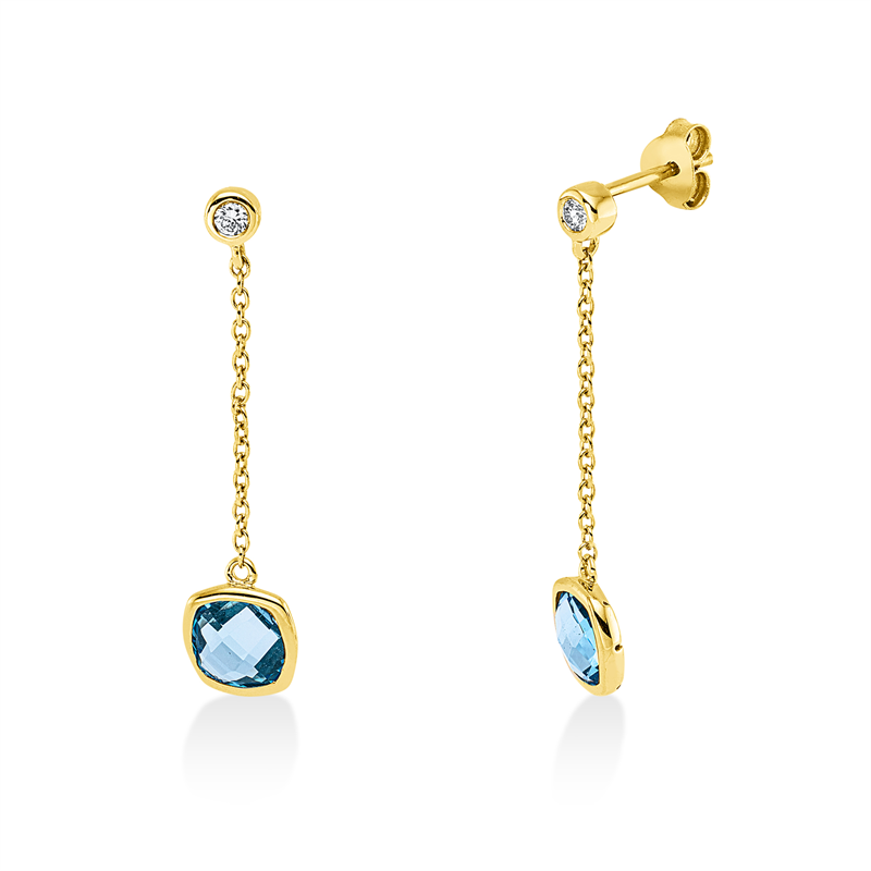 Ohrschmuck mit Topas  aus 750/-18 Karat Gelbgold mit 2 Diamanten 0