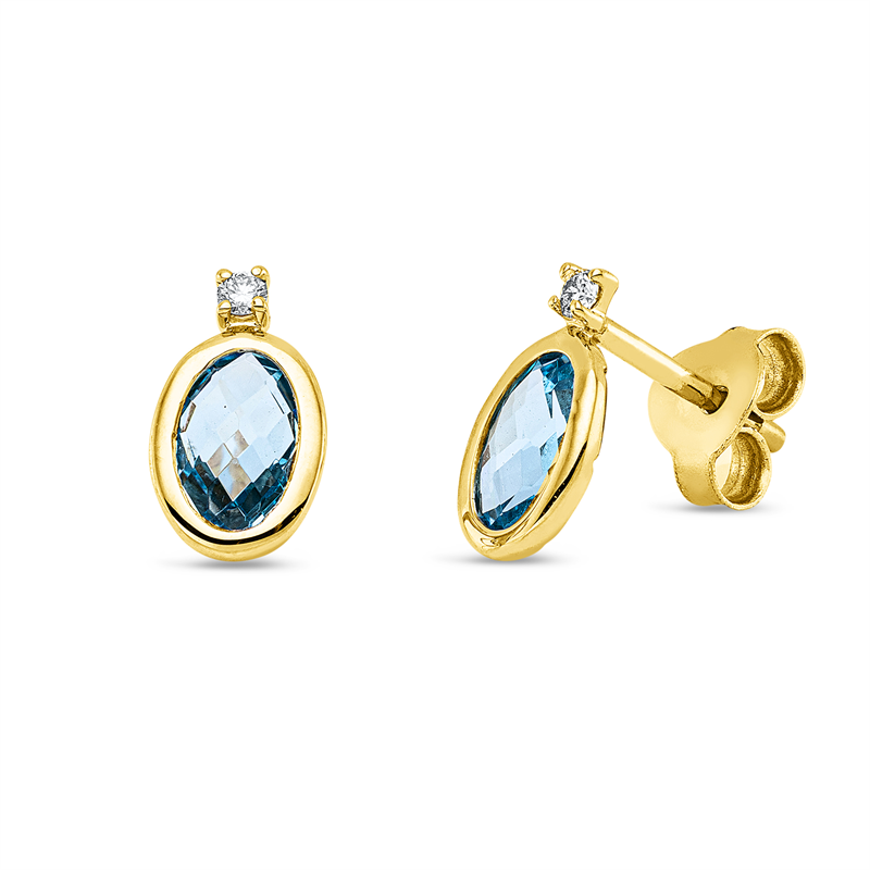 Ohrstecker mit Topas  aus 750/-18 Karat Gelbgold mit 2 Diamanten 0