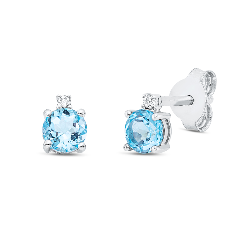 Ohrstecker mit Topas  aus 750/-18 Karat Weißgold mit 2 Diamanten 0