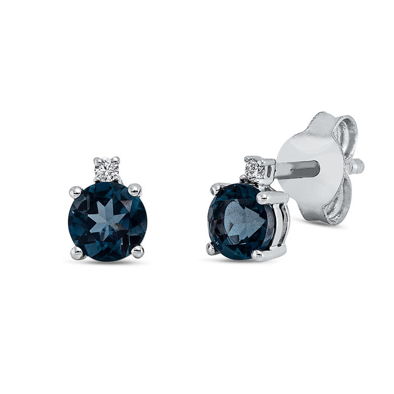 Ohrstecker mit Topas  aus 750/-18 Karat Weißgold mit 2 Diamanten 0