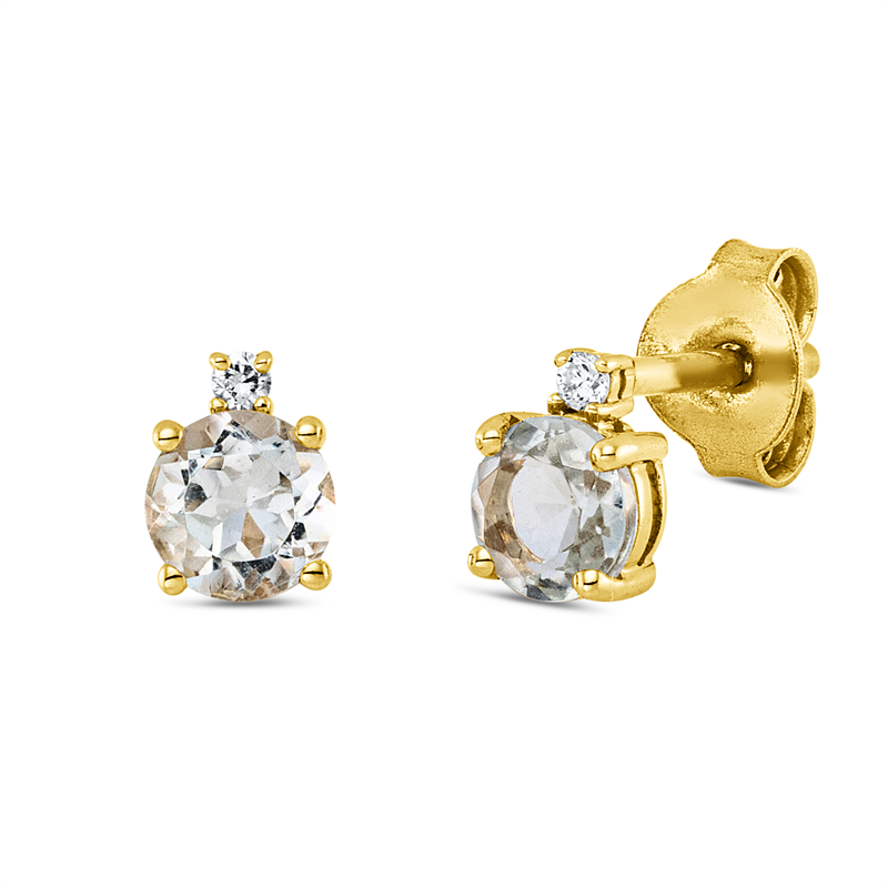 Ohrstecker mit Amethyst  aus 750/-18 Karat Gelbgold mit 2 Diamanten 0