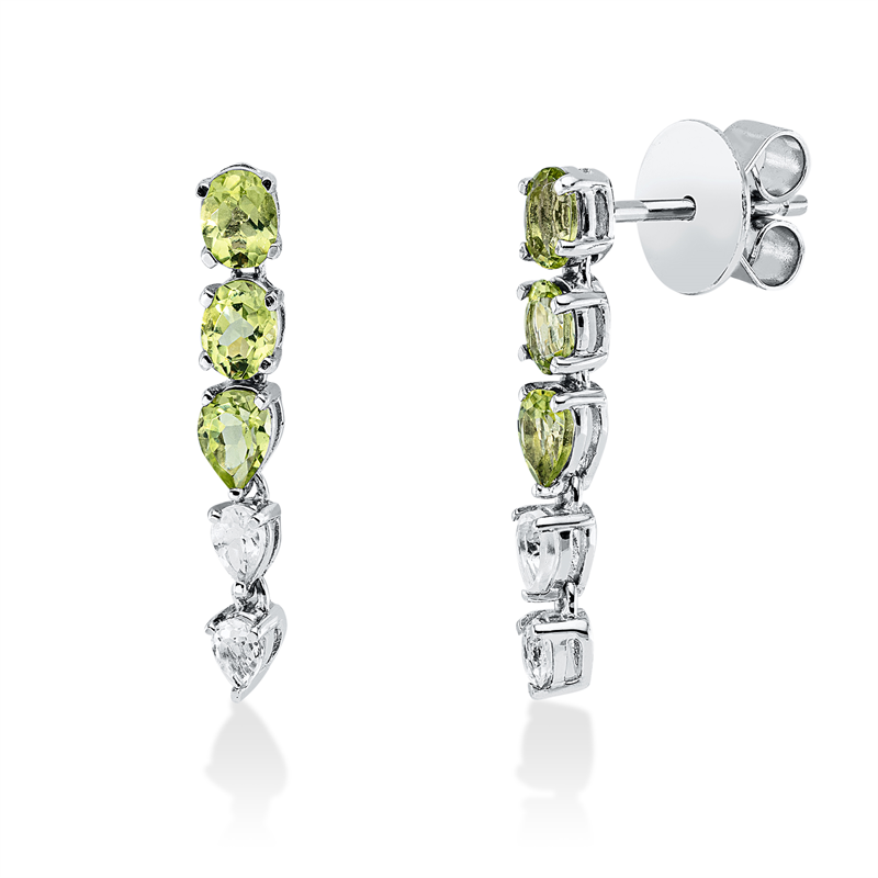 Ohrschmuck mit Peridot  aus 750/-18 Karat Weißgold  