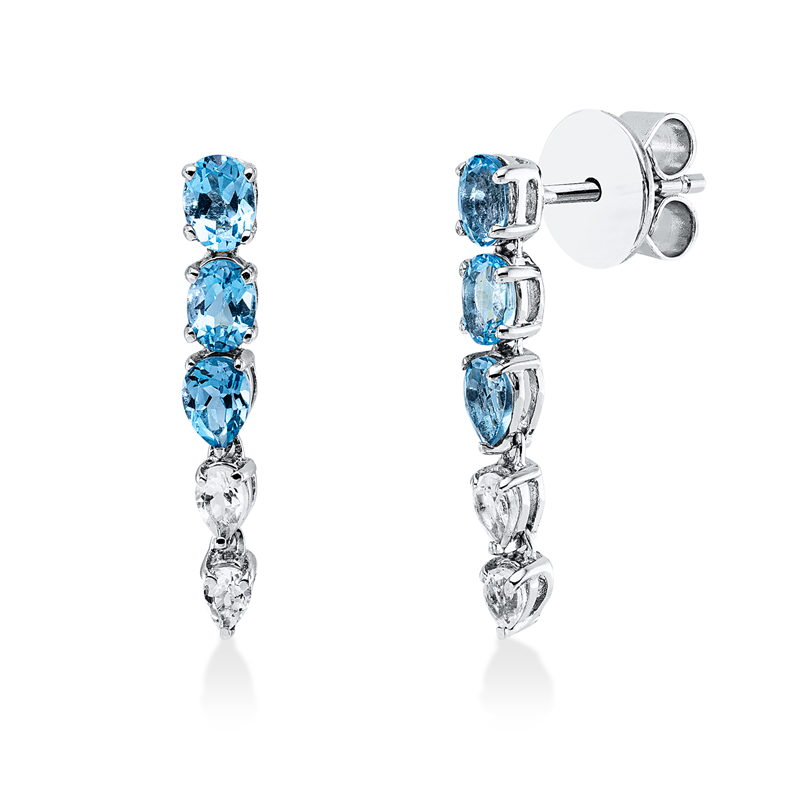 Ohrschmuck mit Topas  aus 750/-18 Karat Weißgold  
