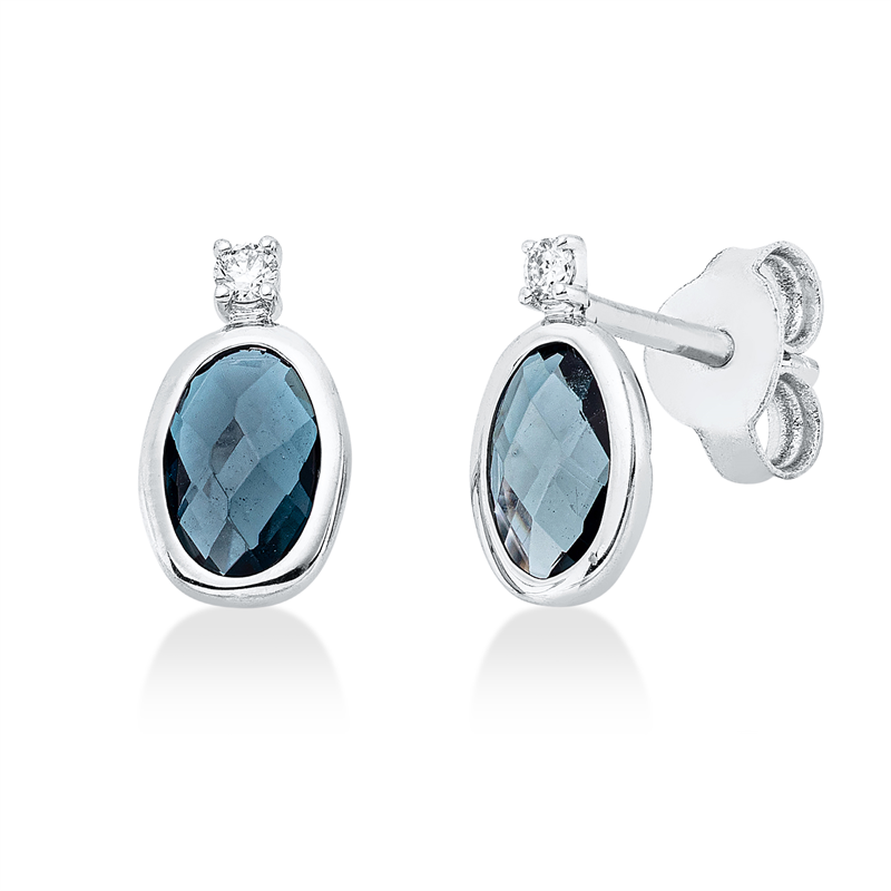 Ohrstecker mit Topas  aus 750/-18 Karat Weißgold mit 2 Diamanten 0