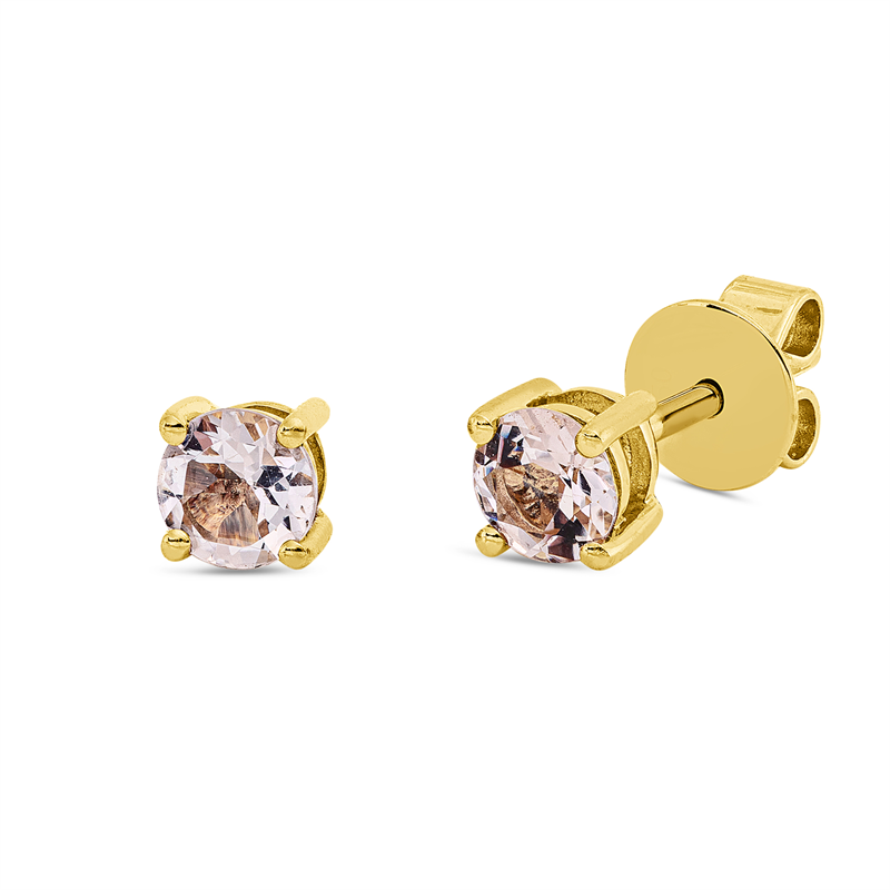 Ohrstecker mit Morganit  aus 750/-18 Karat Gelbgold  