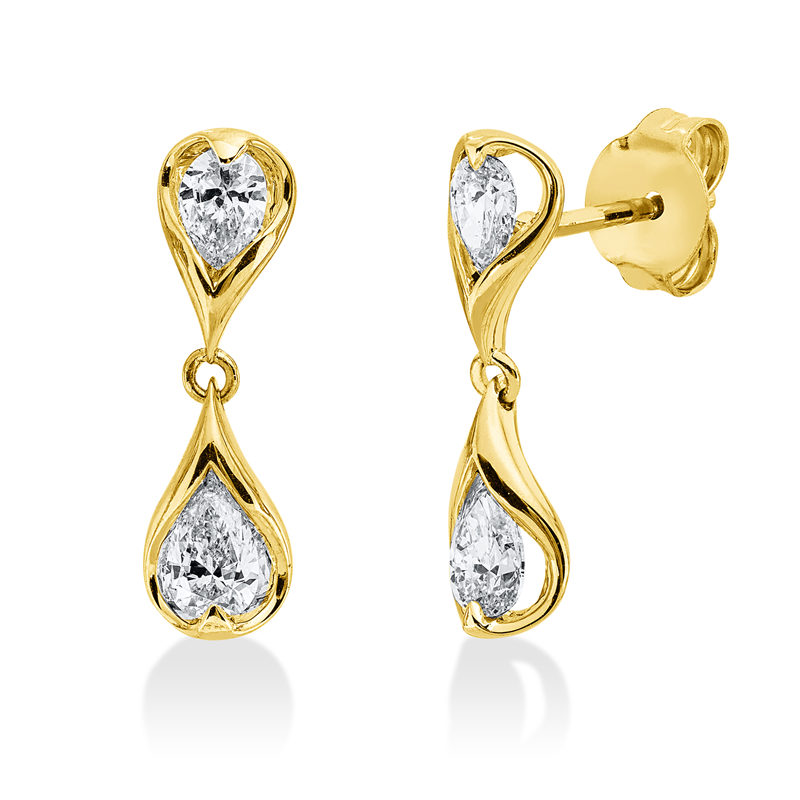 Ohrschmuck    aus 750/-18 Karat Gelbgold mit 4 Diamanten 0