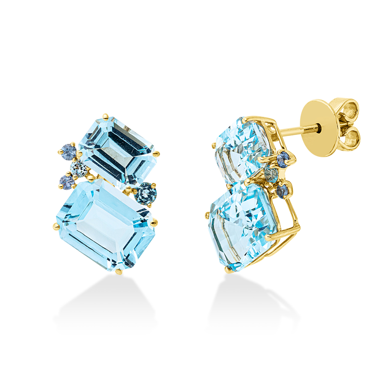 Ohrstecker mit Saphir  aus 750/-18 Karat Gelbgold  