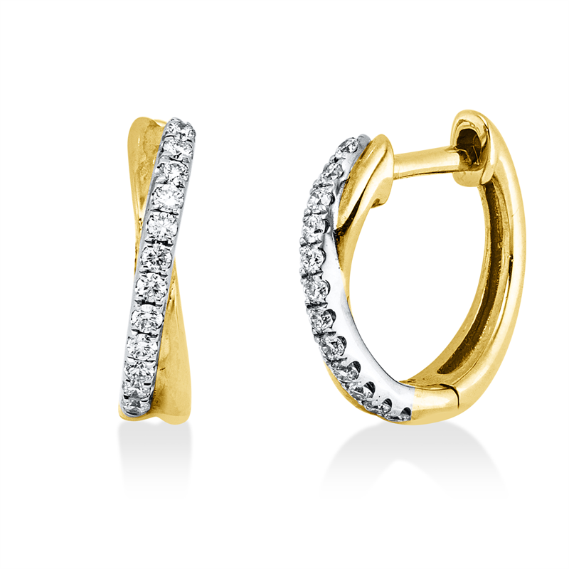 Creolen    aus 585/-14 Karat Gelbgold / Weißgold mit 24 Diamanten 0