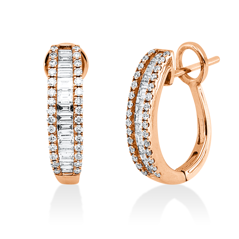 Creolen    aus 585/-14 Karat Rotgold mit 90 Diamanten 0