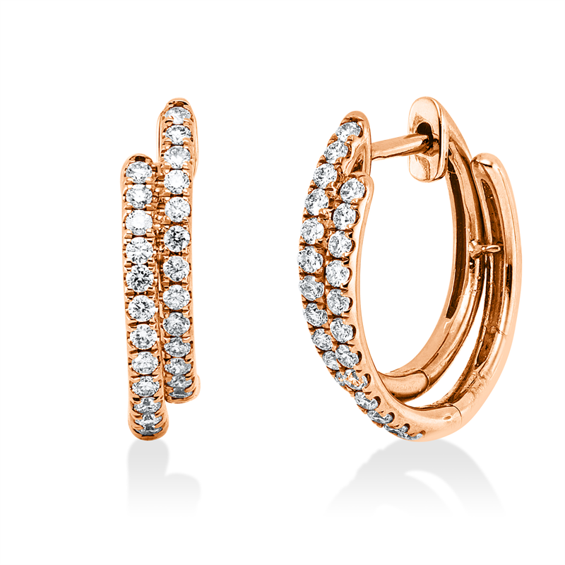 Creolen    aus 585/-14 Karat Rotgold mit 50 Diamanten 0