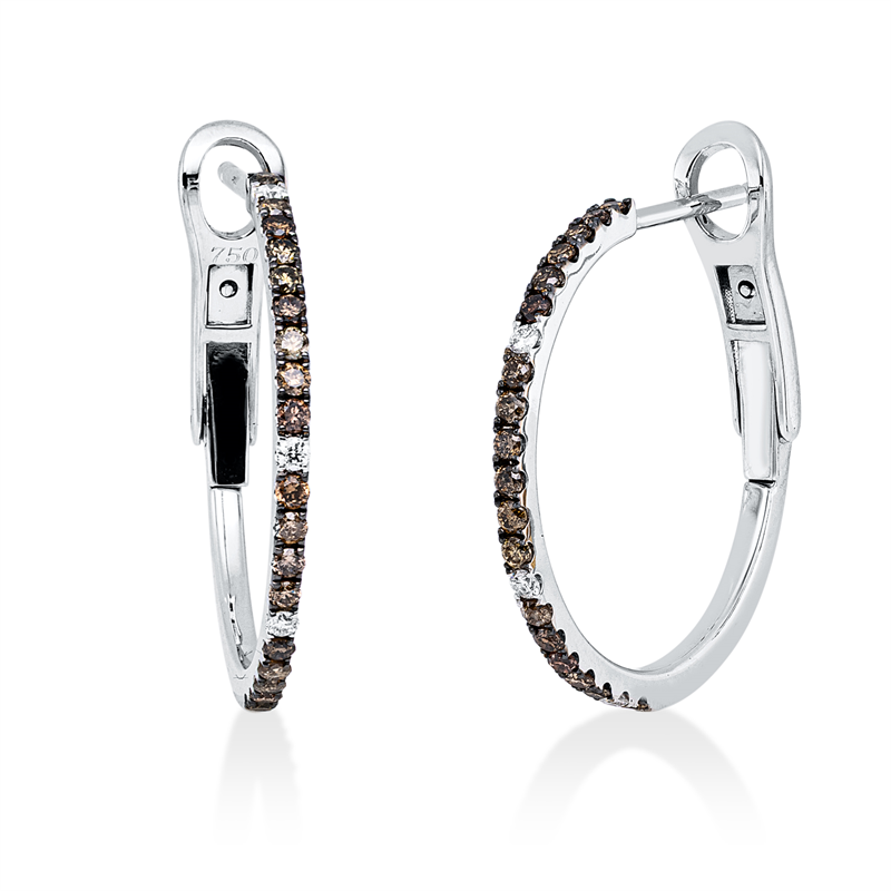Creolen    aus 750/-18 Karat Weißgold mit 42 Diamanten 0