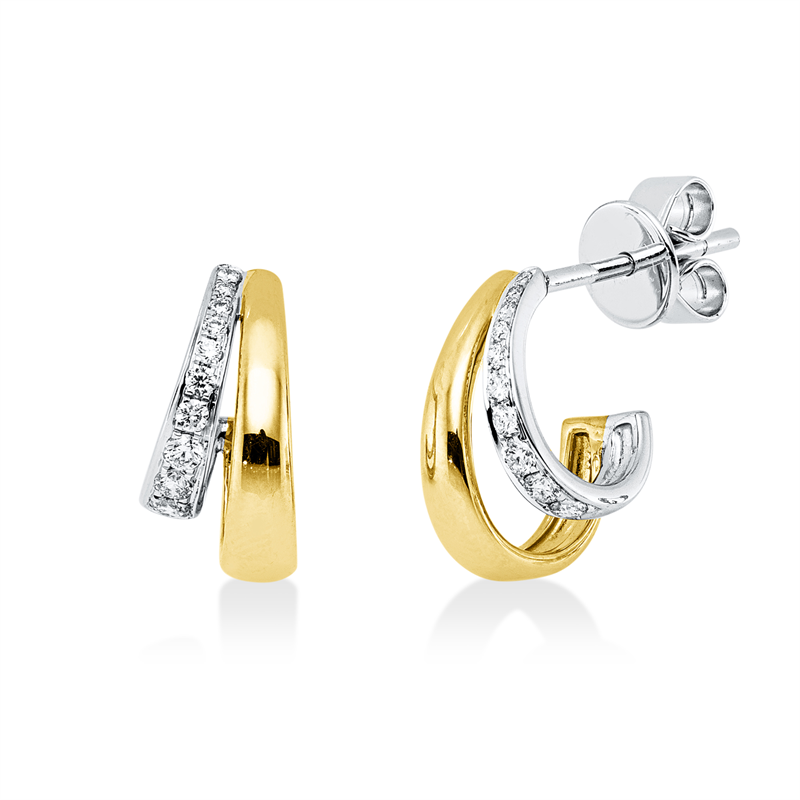 Ohrstecker    aus 585/-14 Karat Weißgold / Gelbgold mit 20 Diamanten 0