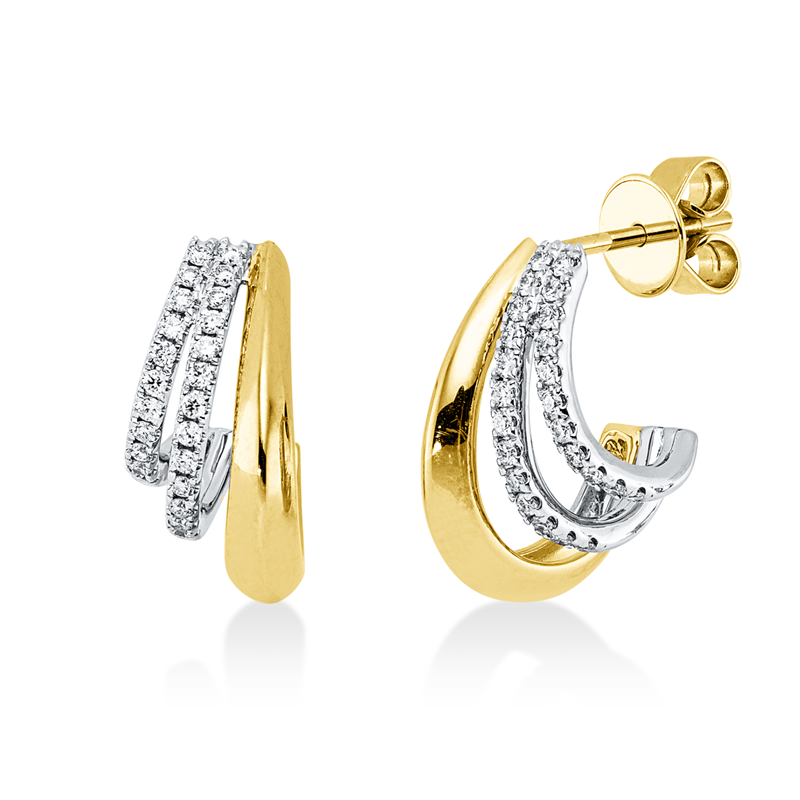 Ohrstecker    aus 585/-14 Karat Gelbgold / Weißgold mit 48 Diamanten 0