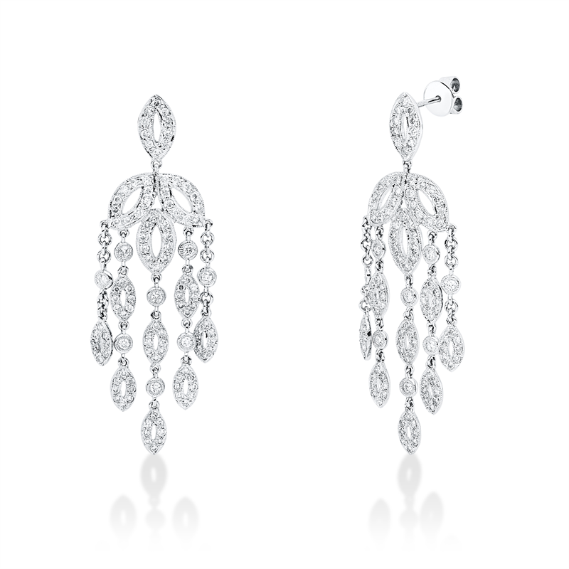 Ohrschmuck    aus 750/-18 Karat Weißgold mit 224 Diamanten 1