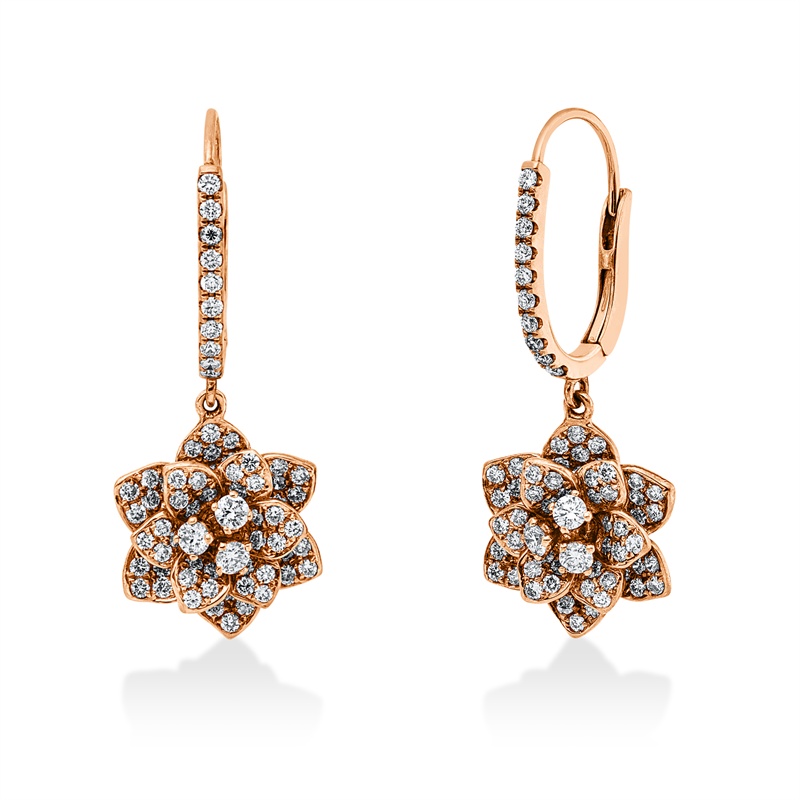 Ohrschmuck    aus 750/-18 Karat Rotgold mit 156 Diamanten 1