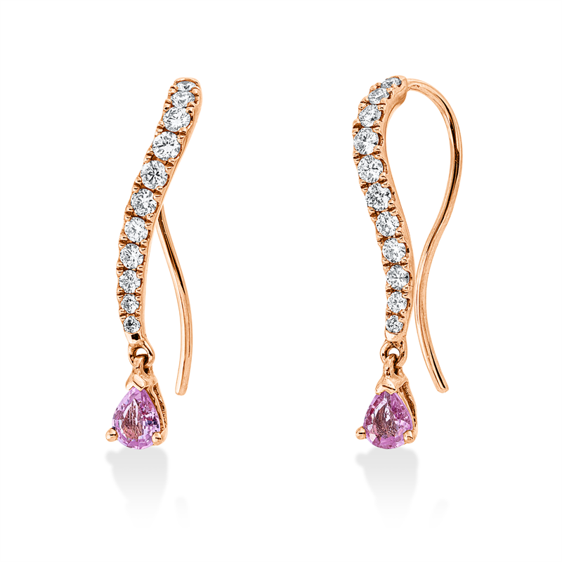 Ohrhänger mit Saphir  aus 750/-18 Karat Rotgold mit 22 Diamanten 0