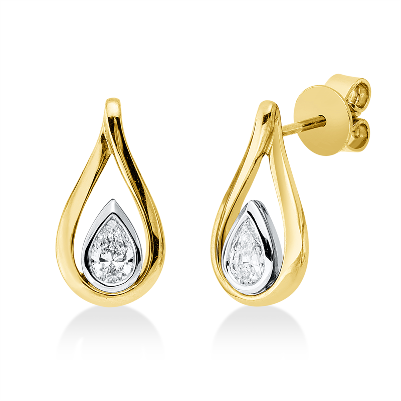 Ohrschmuck    aus 750/-18 Karat Gelbgold / Weißgold mit 2 Diamanten 0