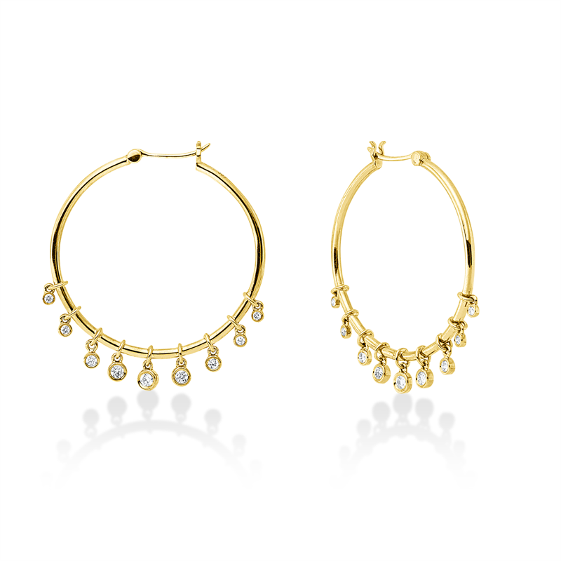 Creolen    aus 585/-14 Karat Gelbgold mit 18 Diamanten 0