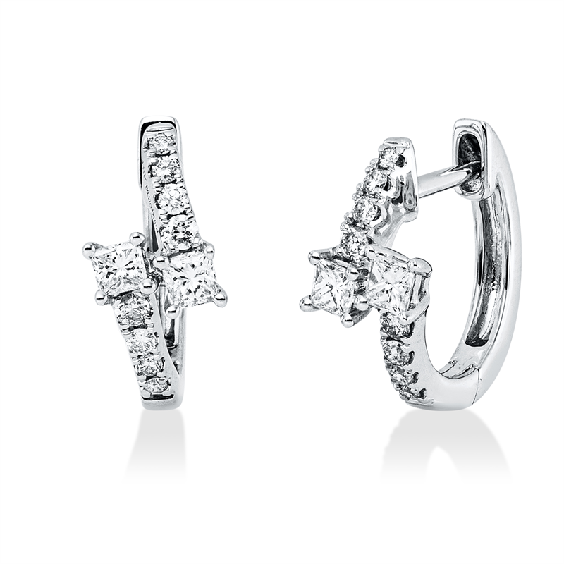 Creolen    aus 750/-18 Karat Weißgold mit 20 Diamanten 0