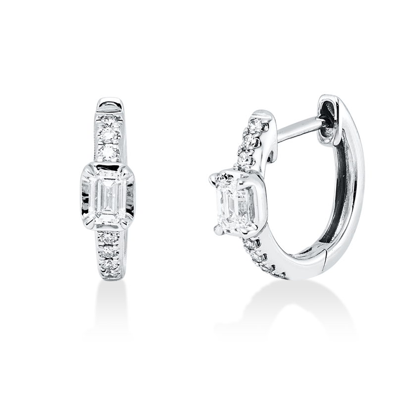Creolen    aus 750/-18 Karat Weißgold mit 16 Diamanten 0
