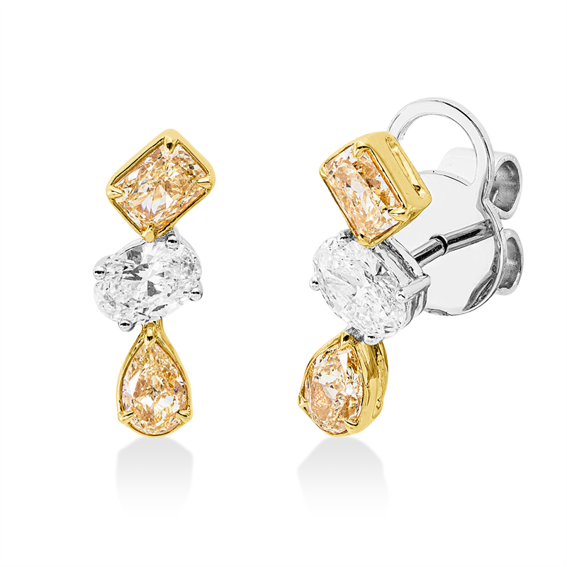 Ohrstecker    aus 750/-18 Karat Weißgold / Gelbgold mit 6 Diamanten 1