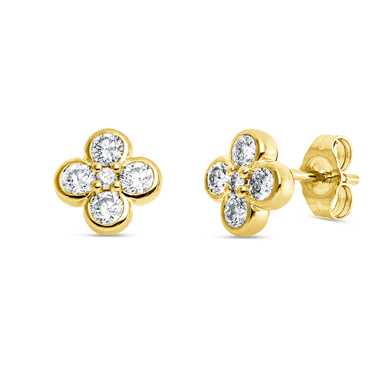 Ohrstecker    aus 585/-14 Karat Gelbgold mit 10 Diamanten 0