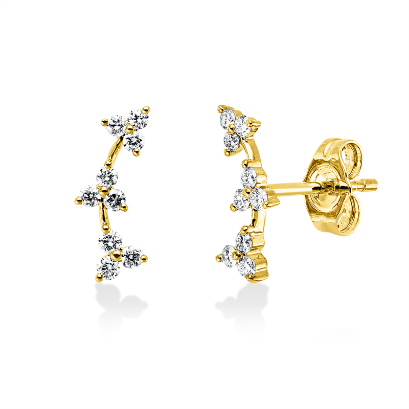 Ohrstecker    aus 585/-14 Karat Gelbgold mit 18 Diamanten 0