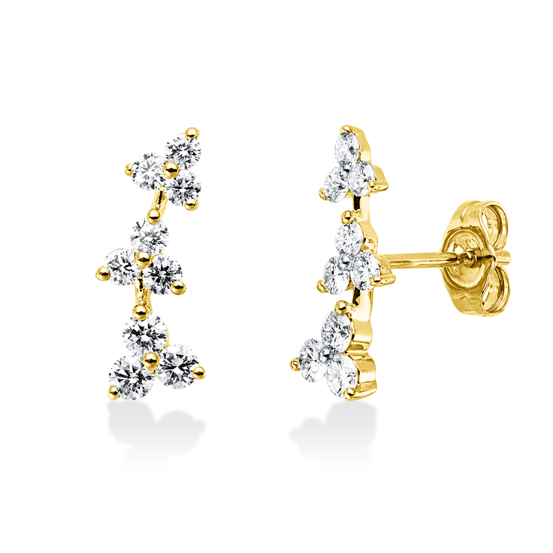 Ohrstecker    aus 585/-14 Karat Gelbgold mit 18 Diamanten 0