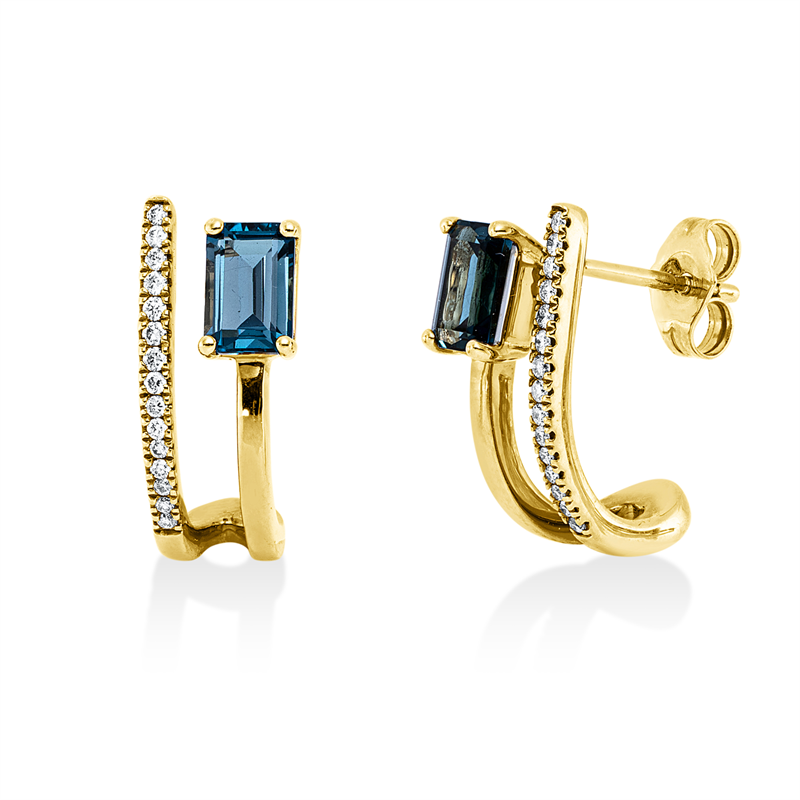 Ohrschmuck mit Topas  aus 585/-14 Karat Gelbgold mit 30 Diamanten 0